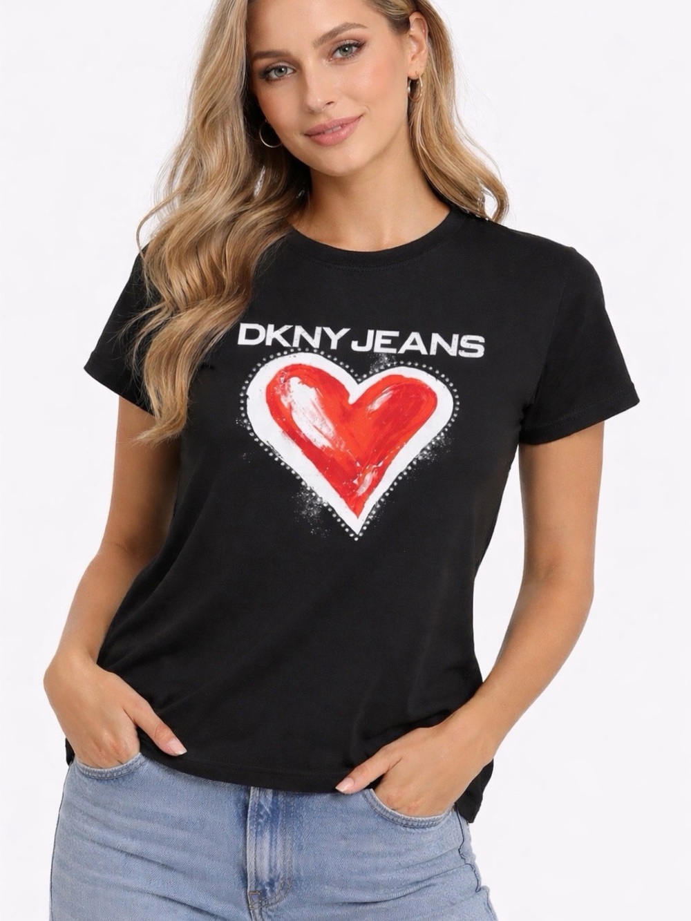 DKNY Black Logo Tee with White Inner Branding